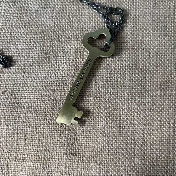 Suddenly Darling brass tone key lanyard charm long necklace hardware fancy - Picture 2 of 5